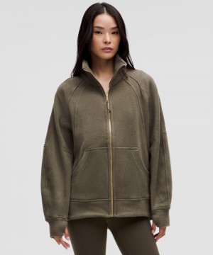 Φουτερ Lululemon Scuba Tumbled Fleece Funnel-Neck Full Zip γυναικεια πρασινο χρυσο χρωμα | Greece-2395610