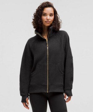Φουτερ Lululemon Scuba Tumbled Fleece Funnel-Neck Full Zip γυναικεια μαυρα χρυσο χρωμα | Greece-9176384