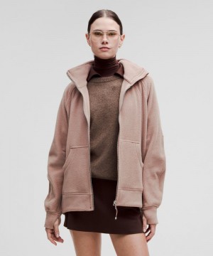 Φουτερ Lululemon Scuba Tumbled Fleece Funnel-Neck Full Zip γυναικεια ροζ | Greece-0526381