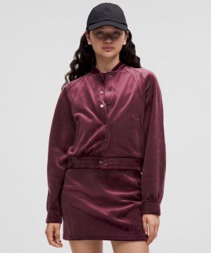 Μπουφαν Lululemon Scuba Varsity Velvet γυναικεια σκούρο κοκκινα | Greece-1756083