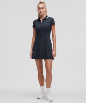 Φορεμα Lululemon Short-Sleeve Polo γυναικεια σκουρο μπλε ασπρα | Greece-5819360