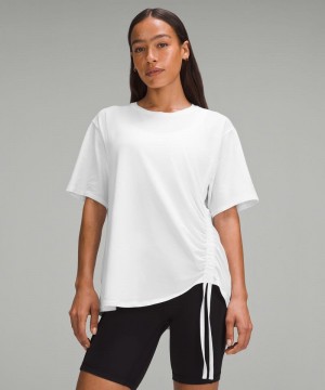 μπλουζακια Lululemon Side-Cinch Cotton γυναικεια ασπρα | Greece-2960781