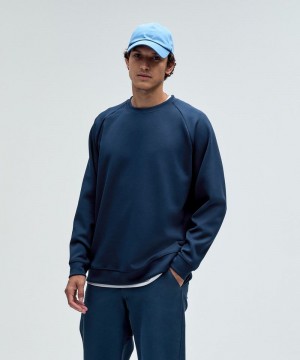 Φουτερ Lululemon Smooth Spacer Classic-Fit Crew ανδρικα σκουρο μπλε | Greece-3501726
