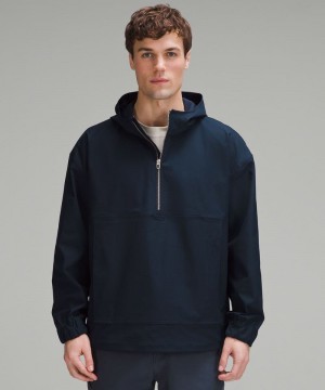 Μπουφαν Lululemon Smooth Twill Half-Zip Anorak ανδρικα σκουρο μπλε | Greece-2064138