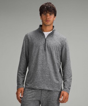 Φουτερ Lululemon Soft Jersey Half Zip ανδρικα μαυρα ασημι | Greece-1093286