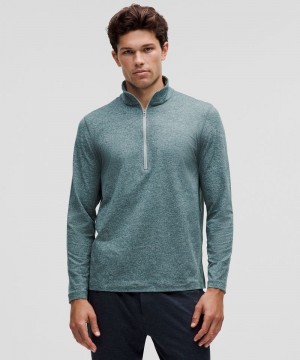 Φουτερ Lululemon Soft Jersey Half Zip ανδρικα τυρκουάζ γκρι | Greece-3615089