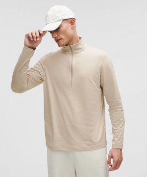 Φουτερ Lululemon Soft Jersey Half Zip ανδρικα καφε Μπεζ | Greece-7146829