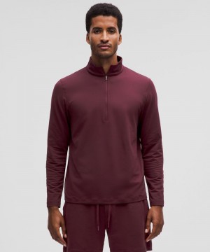 Φουτερ Lululemon Soft Jersey Half Zip ανδρικα σκούρο κοκκινα | Greece-7234068