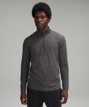 Φουτερ Lululemon Soft Jersey Half Zip ανδρικα μαυρα βαθυ γκρι | Greece-7694251