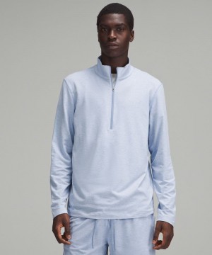 Φουτερ Lululemon Soft Jersey Half Zip ανδρικα μπλε μπλε Μπεζ | Greece-9304172