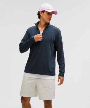 Φουτερ Lululemon Soft Jersey Half Zip ανδρικα σκουρο μπλε σκουρο μπλε | Greece-6538091