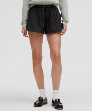 Σορτσ Lululemon Soft Jersey Mid-Rise Curved-Hem 3" γυναικεια μαυρα | Greece-0187594