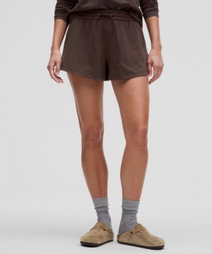 Σορτσ Lululemon Soft Jersey Mid-Rise Curved-Hem 3" γυναικεια σοκολάτα | Greece-0649812