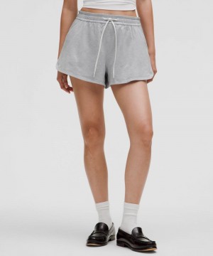 Σορτσ Lululemon Soft Jersey Mid-Rise Curved-Hem 3" γυναικεια ανοιχτο γκρι ανοιχτο γκρι | Greece-5632148