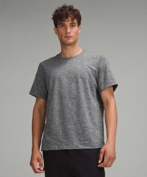 μπλουζακια Lululemon Soft Jersey Short-Sleeve ανδρικα μαυρα ασημι | Greece-4865129