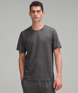 μπλουζακια Lululemon Soft Jersey Short-Sleeve ανδρικα μαυρα βαθυ γκρι | Greece-6504327