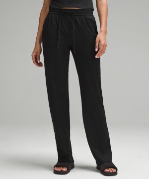 Παντελονι Lululemon Soft Jersey Straight-Leg Mid-Rise Regular γυναικεια μαυρα | Greece-3069827