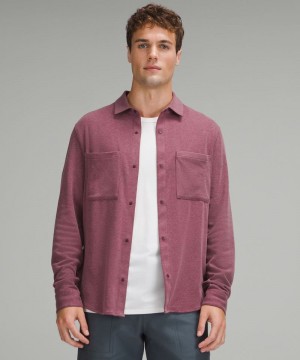 πουκαμισα Lululemon Soft Knit Overshirt ανδρικα σκούρο κοκκινα | Greece-2038746