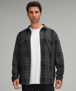 πουκαμισα Lululemon Soft Knit Overshirt ανδρικα μαυρα γκρι | Greece-4685921