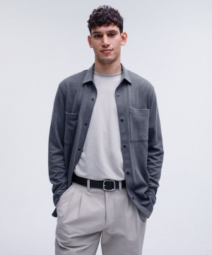 πουκαμισα Lululemon Soft Knit Overshirt ανδρικα σκουρο μπλε | Greece-1652470