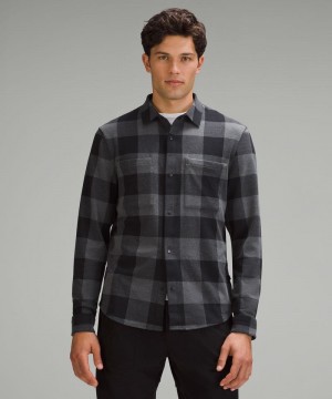 πουκαμισα Lululemon Soft Knit Overshirt ανδρικα μαυρα βαθυ γκρι | Greece-7213498
