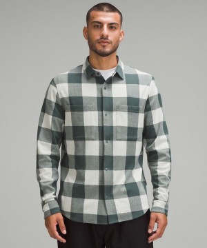 πουκαμισα Lululemon Soft Knit Overshirt ανδρικα σκούρο πρασινο Μπεζ | Greece-8326904