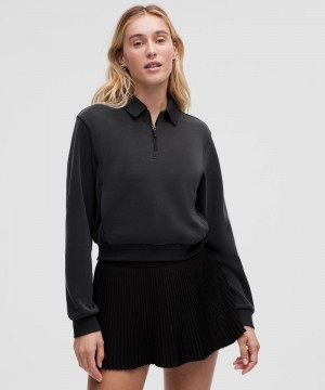 Φουτερ Lululemon Softstreme Collared Half-Zip γυναικεια μαυρα | Greece-1634290