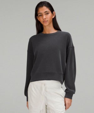 Φουτερ Lululemon Softstreme Perfectly Oversized Cropped Crew γυναικεια μαυρα | Greece-8324960