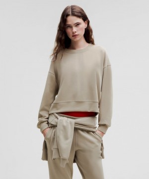 Φουτερ Lululemon Softstreme Perfectly Oversized Cropped Crew γυναικεια γκρι | Greece-0981245