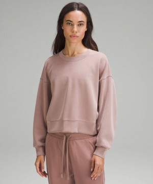Φουτερ Lululemon Softstreme Perfectly Oversized Cropped Crew γυναικεια ροζ | Greece-8590624
