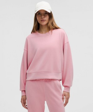 Φουτερ Lululemon Softstreme Perfectly Oversized Cropped Crew γυναικεια ροζ | Greece-6243780