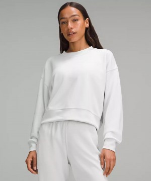 Φουτερ Lululemon Softstreme Perfectly Oversized Cropped Crew γυναικεια ασπρα | Greece-8240573