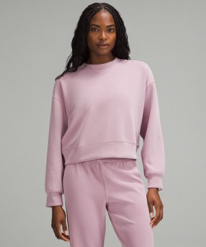Φουτερ Lululemon Softstreme Perfectly Oversized Cropped Crew γυναικεια ροζ ροζ | Greece-9470162