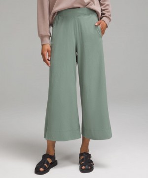Παντελονι Lululemon Stretch Woven High-Rise Wide-Leg Cropped γυναικεια γκρι | Greece-3098174