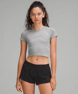 μπλουζακια Lululemon Swiftly Tech Cropped Short-Sleeve 2.0 γυναικεια ασπρα | Greece-3240659