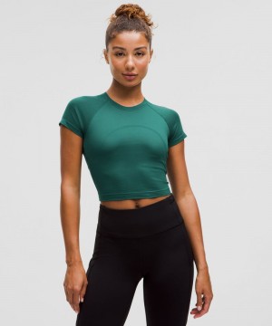 μπλουζακια Lululemon Swiftly Tech Cropped Short-Sleeve 2.0 γυναικεια τυρκουάζ τυρκουάζ | Greece-0356489