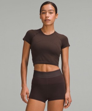 μπλουζακια Lululemon Swiftly Tech Cropped Short-Sleeve 2.0 γυναικεια σοκολάτα | Greece-6531789