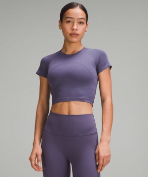 μπλουζακια Lululemon Swiftly Tech Cropped Short-Sleeve 2.0 γυναικεια βαθυ γκρι βαθυ γκρι | Greece-0192876