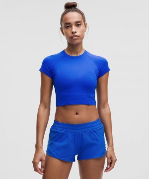 μπλουζακια Lululemon Swiftly Tech Cropped Short-Sleeve 2.0 γυναικεια μπλε μπλε | Greece-8197324
