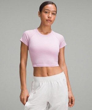 μπλουζακια Lululemon Swiftly Tech Cropped Short-Sleeve 2.0 γυναικεια Pink/Pink | Greece-1846207