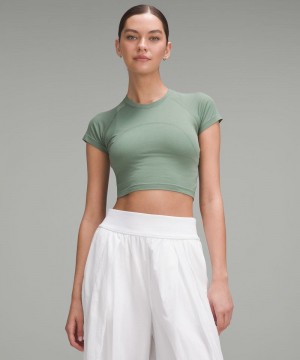 μπλουζακια Lululemon Swiftly Tech Cropped Short-Sleeve 2.0 γυναικεια γκρι γκρι | Greece-2180793