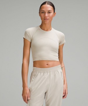 μπλουζακια Lululemon Swiftly Tech Cropped Short-Sleeve 2.0 γυναικεια καφε καφε | Greece-2508764
