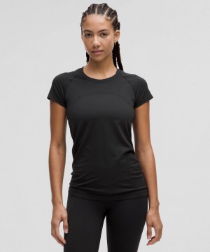μπλουζακια Lululemon Swiftly Tech Short-Sleeve 2.0 Hip Length Glow Stripe γυναικεια μαυρα μαυρα | Greece-8794152