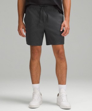Σορτσ Lululemon Textured Double-Knit Cotton 7" ανδρικα μαυρα μαυρα | Greece-6513207
