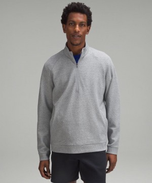 Φουτερ Lululemon Textured Double-Knit Cotton Half Zip ανδρικα γκρι μαυρα | Greece-8275941