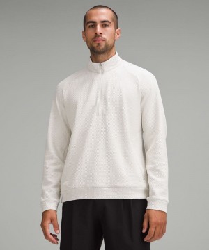 Φουτερ Lululemon Textured Double-Knit Cotton Half Zip ανδρικα Μπεζ μαυρα | Greece-2405381