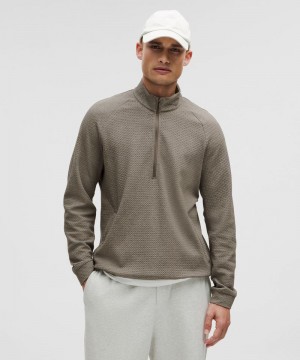 Φουτερ Lululemon Textured Double-Knit Cotton Half Zip ανδρικα μαυρα | Greece-9458623