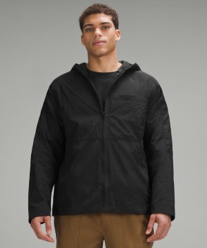 Μπουφαν Lululemon Textured Full-Zip Hooded ανδρικα μαυρα | Greece-5207368