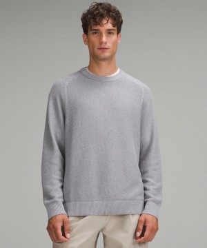Πουλόβερ Lululemon Textured Knit Crewneck ανδρικα γκρι | Greece-9235816