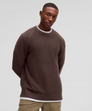 Πουλόβερ Lululemon Textured Knit Crewneck ανδρικα σοκολάτα | Greece-3219847